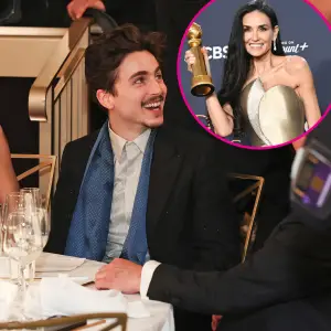 Timothee Chalamet Kylie Jenner Celebrate Demi Moore at 2025 Golden Globes