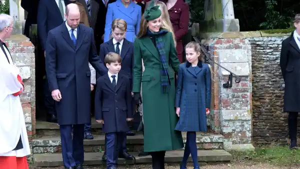 Prince William, Prince of Wales,Prince Louis of Wales,Prince George of Wales,Princess Catherine, Princess of Wales and Princess Charlotte of Wales attends the 2024 Christmas Morning Service at St Mary Magdalene Church on December 25, 2024 in Sandringham, Norfolk.