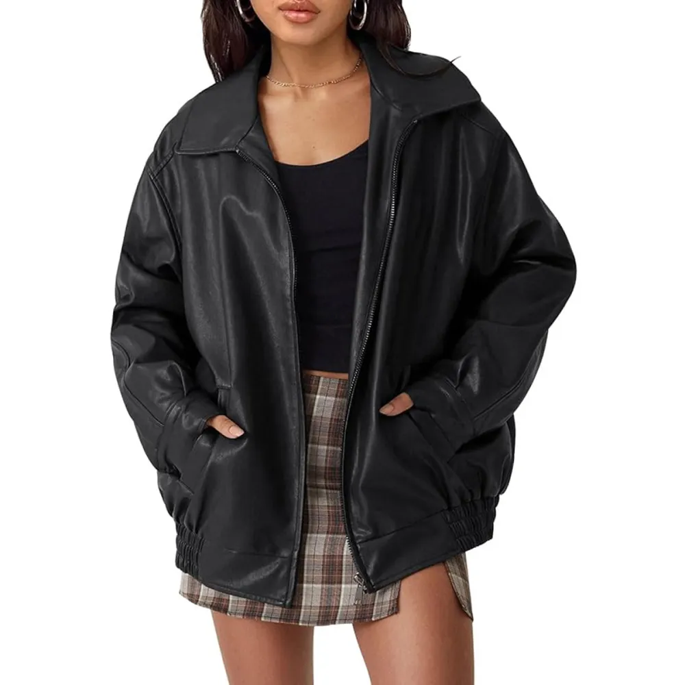 Automet Oversized Faux Suede Leather Jacket