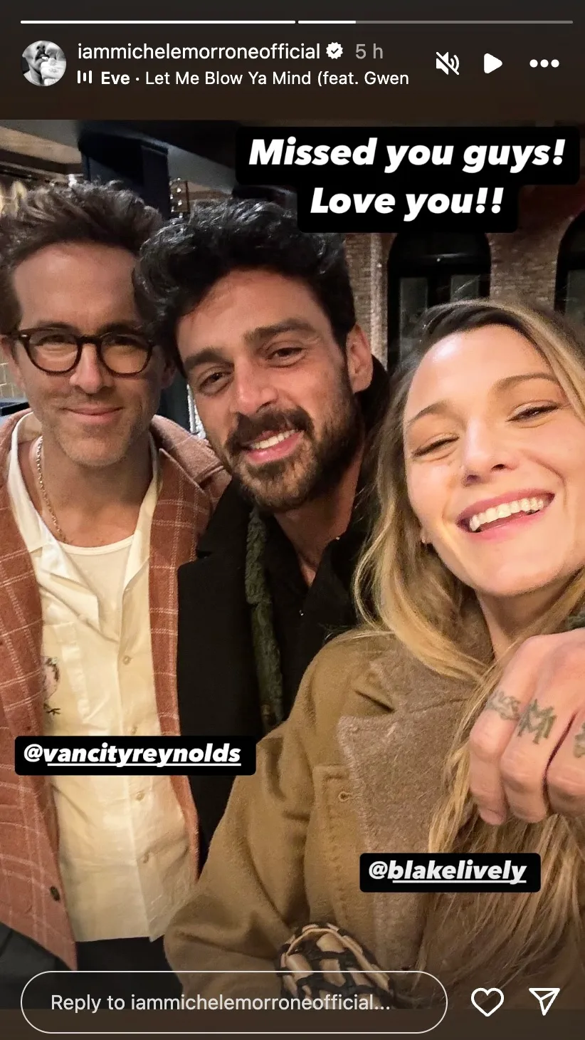 Blake Lively se re&uacute;ne con el coprotagonista Michele Morrone en medio de las demandas de Baldoni