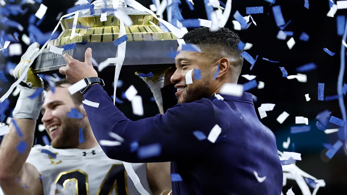 Notre Dame Coach Marcus Freeman Celebrated Sugar Bowl Win With His Entire Family on the Field