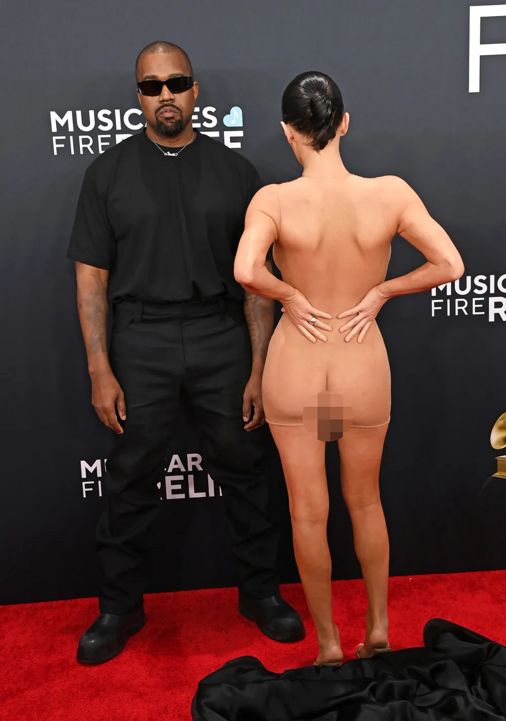 Kanye West Keeps It Casual at 2025 Grammy Awards While Wife Bianca Censori Poses in Sheer Dress