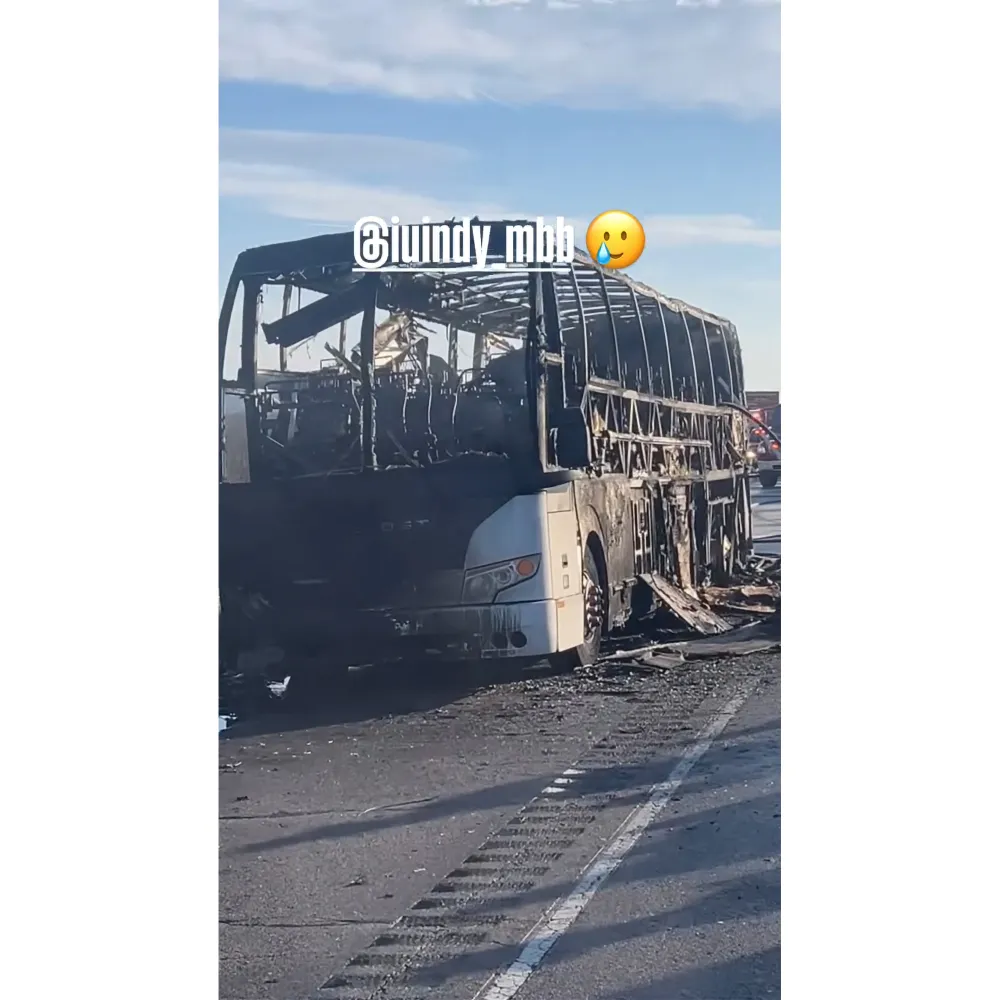 Bus Carrying College Basketball Team Bursts Into Flames Burnt to a Crisp in Shocking Photos