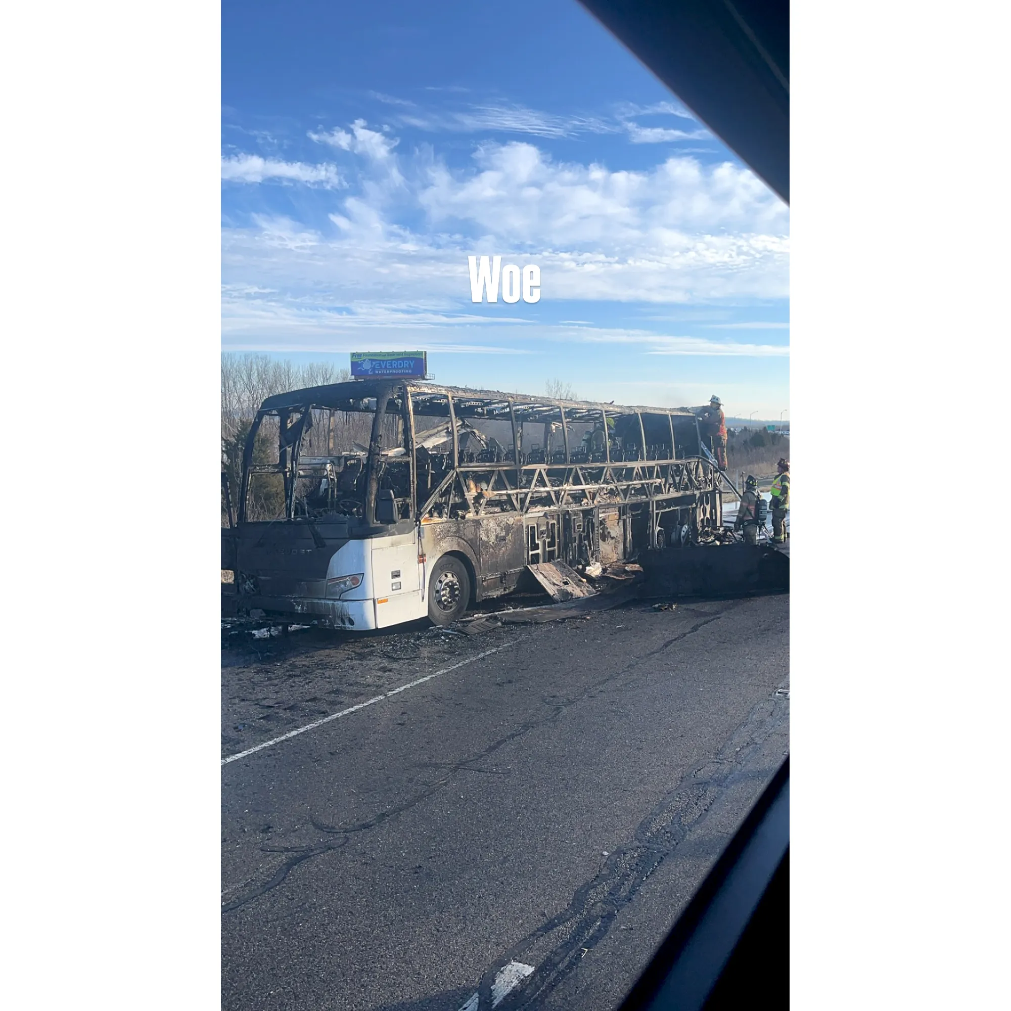 Bus Carrying College Basketball Team Bursts Into Flames Burnt to a Crisp in Shocking Photos