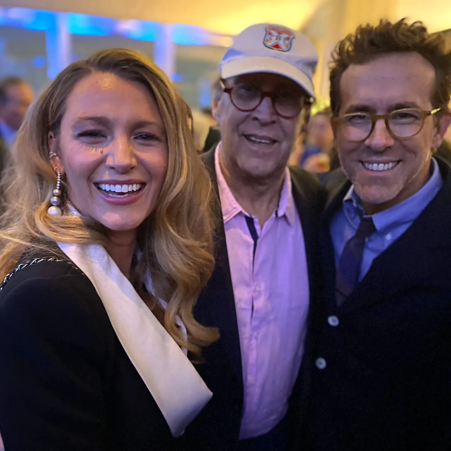 Chevy Chase Smiles With Blake Lively and Ryan Reynolds at Chris Rock 60th Birthday Celebration