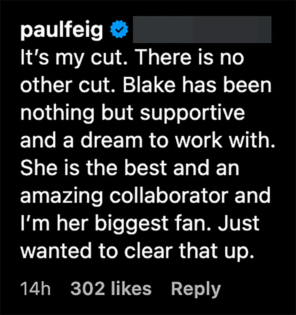 Director Paul Feig Addresses Blake Lively Lawsuit 2