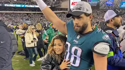Eagles Dallas Goedert Narrowly Saved Girlfriend From Being Hit by Hoagie at 2025 Super Bowl Parade 446