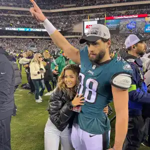 Eagles Dallas Goedert Narrowly Saved Girlfriend From Being Hit by Hoagie at 2025 Super Bowl Parade 446
