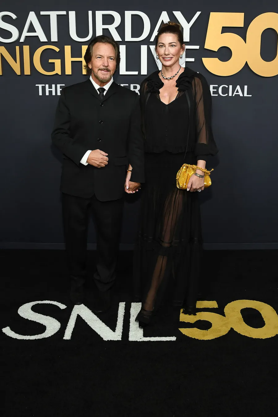 Eddie Vedder and Jill Vedder SNL50 The Anniversary Special Saturday Night Live Red Carpet Arrival SNL 50