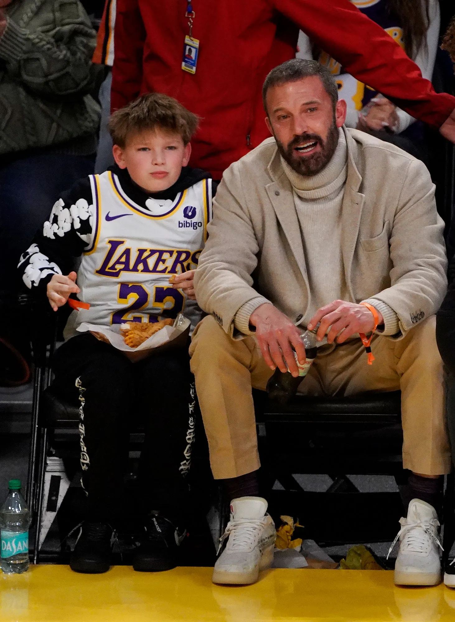 Feature Ben Affleck and Son Samuel Sit Courtside in Adorable Father-Son Date at NBA Game