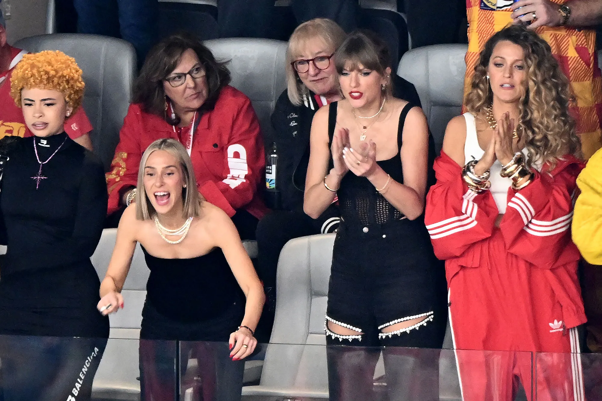 Feature Look Back at Who Taylor Swift Brought to the 2024 Super Bowl Ice Spice Ashley Avignone Blake Lively