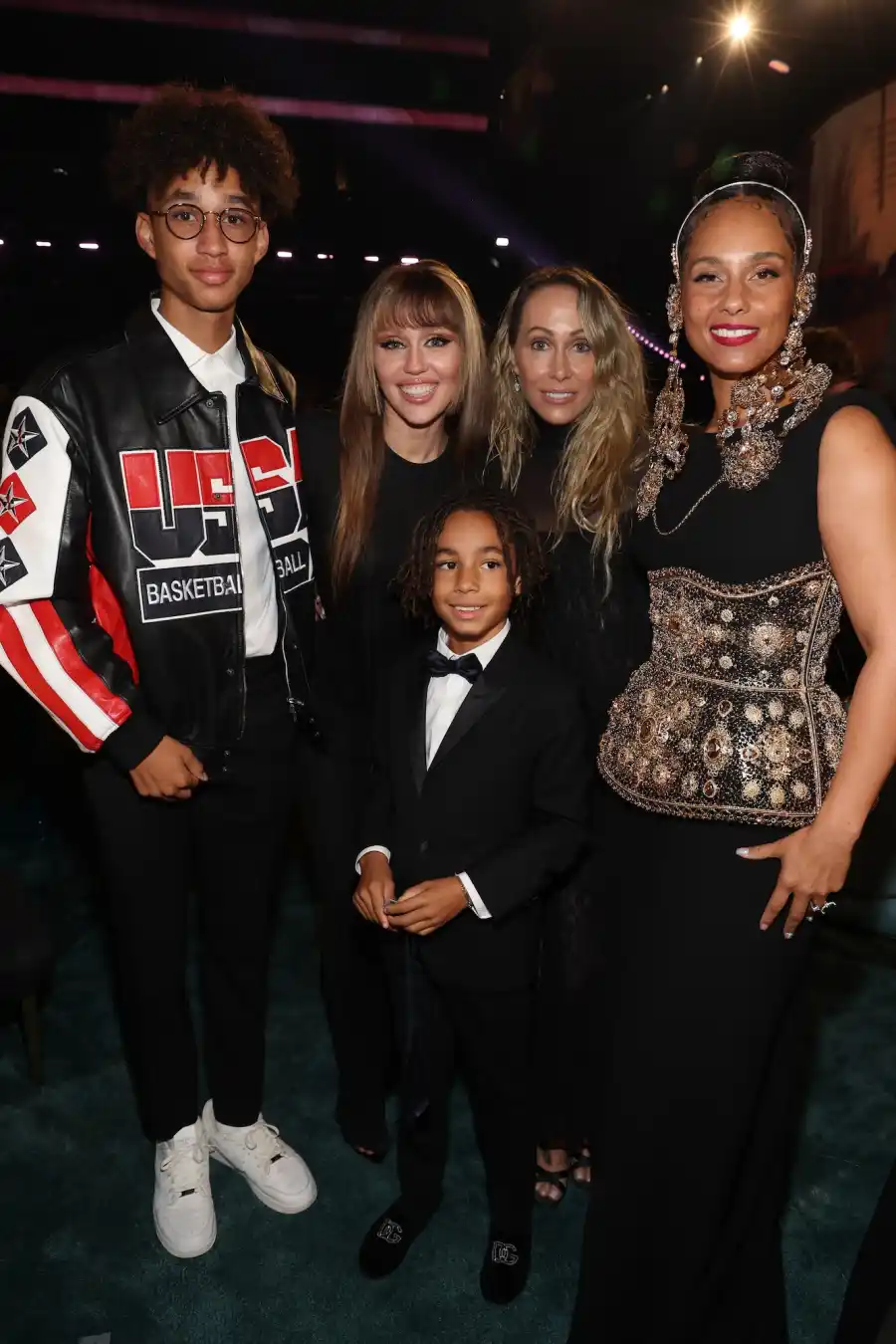 Miley and Tish Cyrus with Alicia Key's family