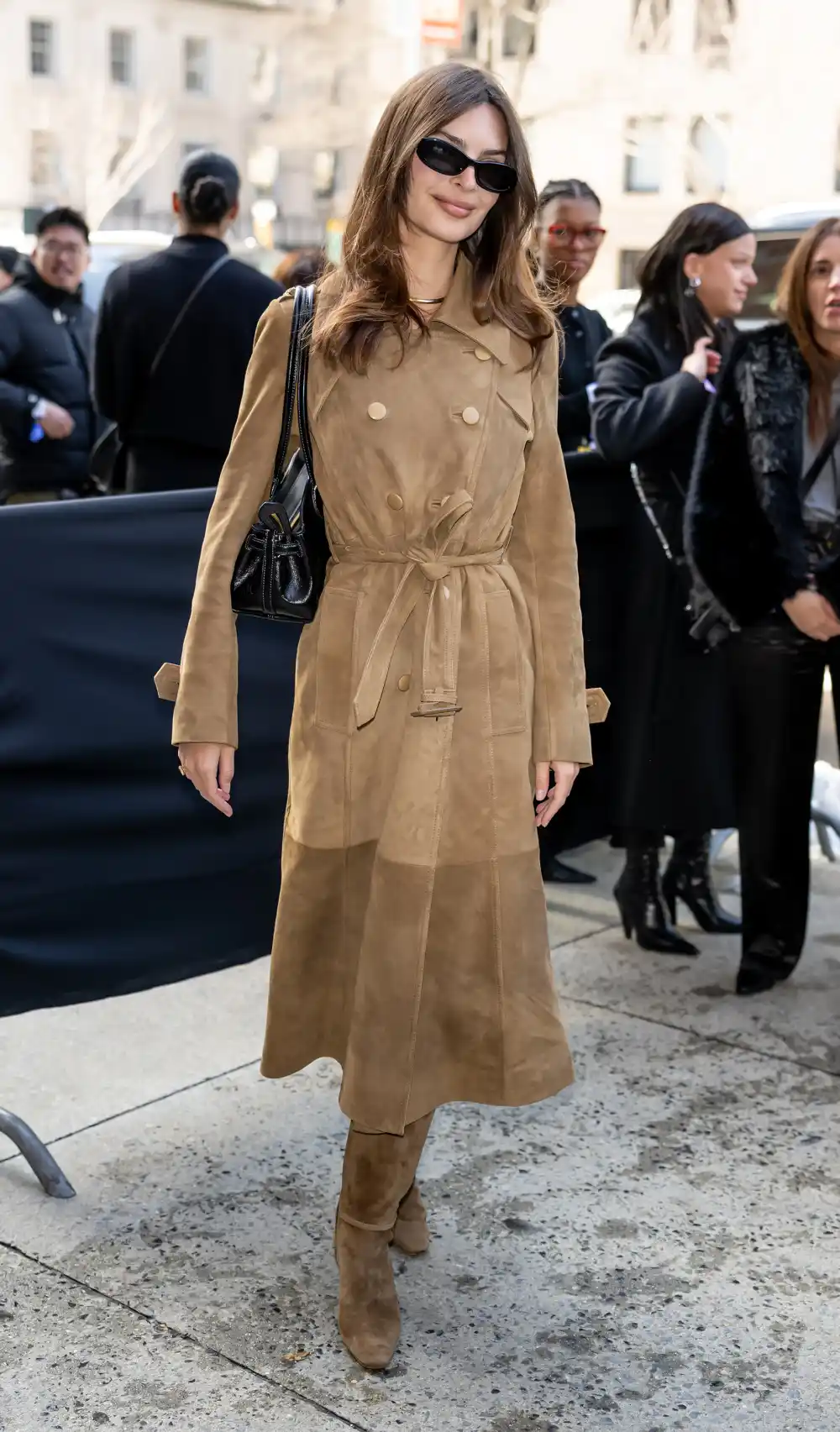 Emily Ratajkowski Suede Trench Coat