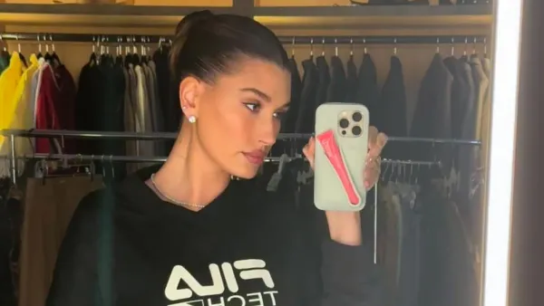 Hailey Bieber Flexes Abs at Fila Event Just 6 Months After Giving Birth