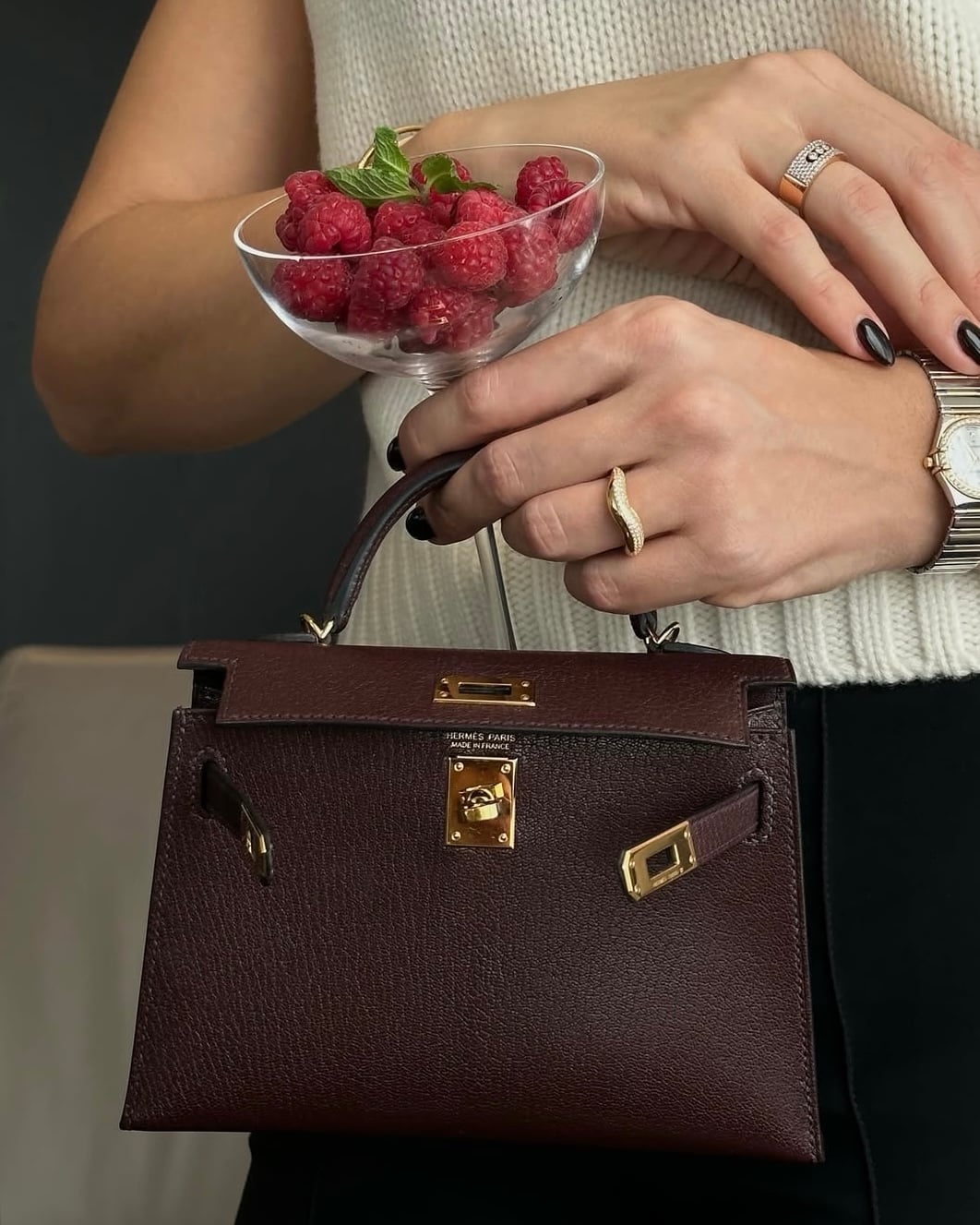 hermès rouge sellier mini kelly Chèvre Mysore gold hardware