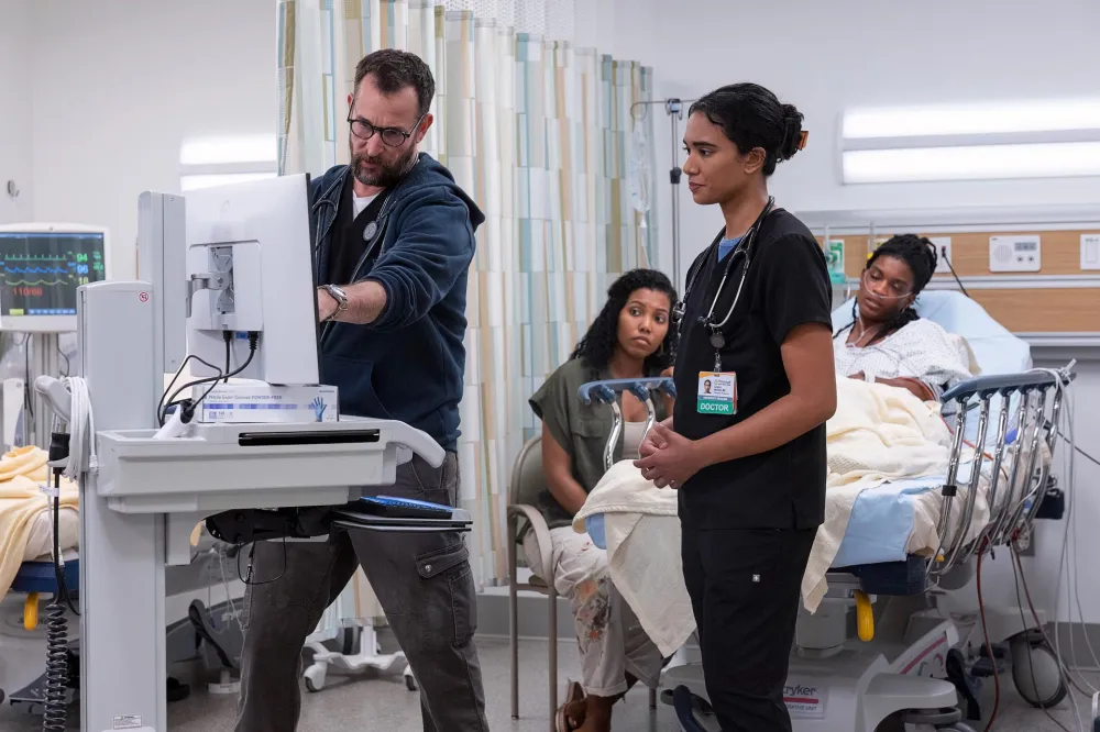 Isa Briones Breaks Down The Pitt s Extensive Efforts to Be Medically Accurate Bootcamp and More 821 noah wyle supriya ganesh mariel suarez ashley romans