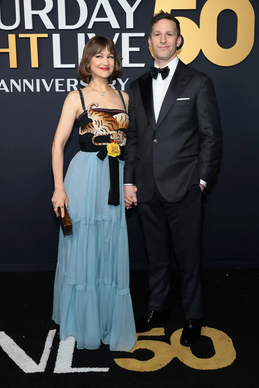 Joanna Newsom and Andy Samberg SNL50 The Anniversary Special Saturday Night Live Red Carpet Arrival SNL 50