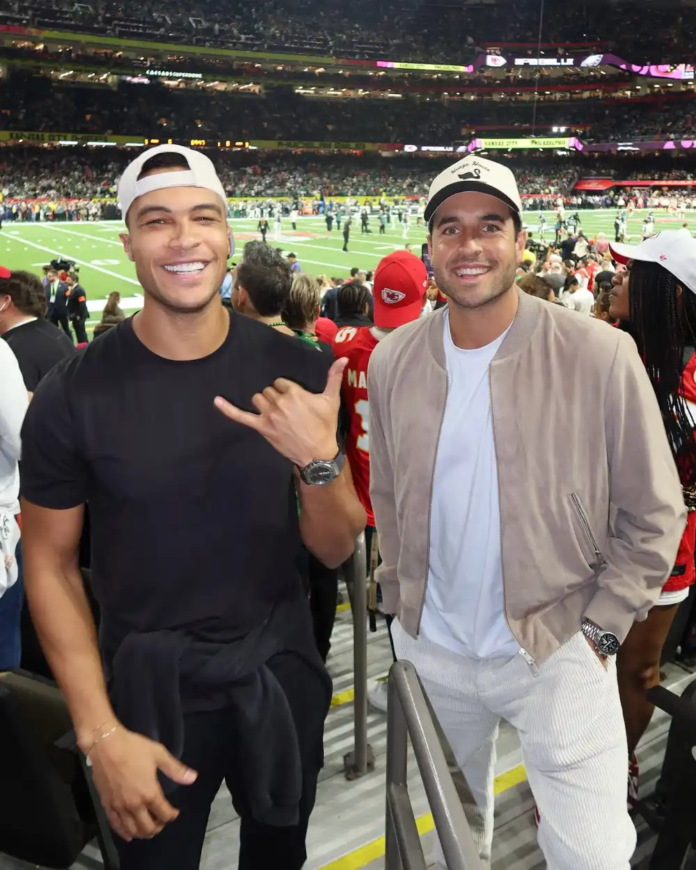 Joey Graziadei Kaitlyn Bristowe and More Bachelor Nation Stars at Super Bowl 2025