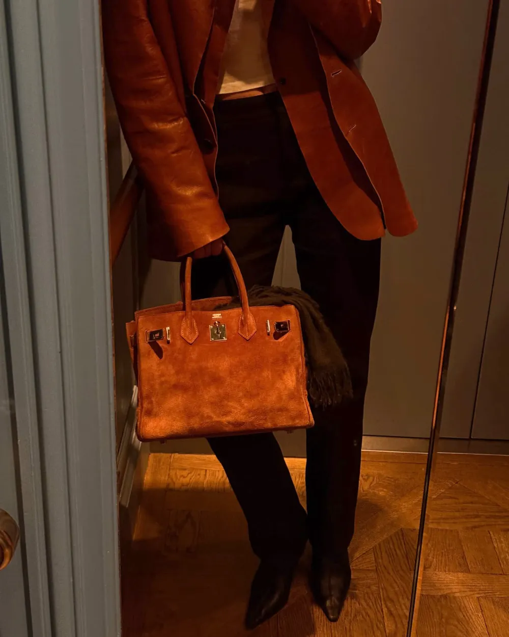 Kendall Jenner Shows Off 24K Suede Kelly Bag