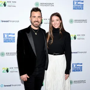 NEW YORK, NEW YORK - NOVEMBER 11: (L-R) Justin Theroux and Nicole Brydon Bloom attend the 18th Annual Stand Up For Heroes Benefit Presented By Bob Woodruff Foundation And New York Comedy Festival at David Geffen Hall on November 11, 2024 in New York City. (Photo by Jamie McCarthy/Getty Images for Bob Woodruff Foundation)