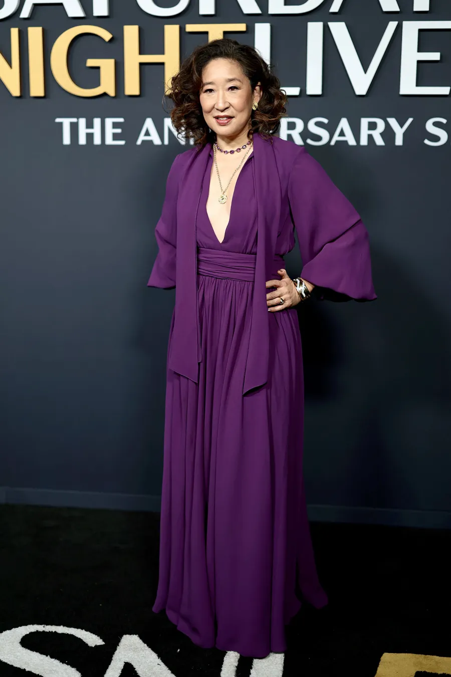 Sandra Oh SNL50 The Anniversary Special Saturday Night Live Red Carpet Arrival SNL 50