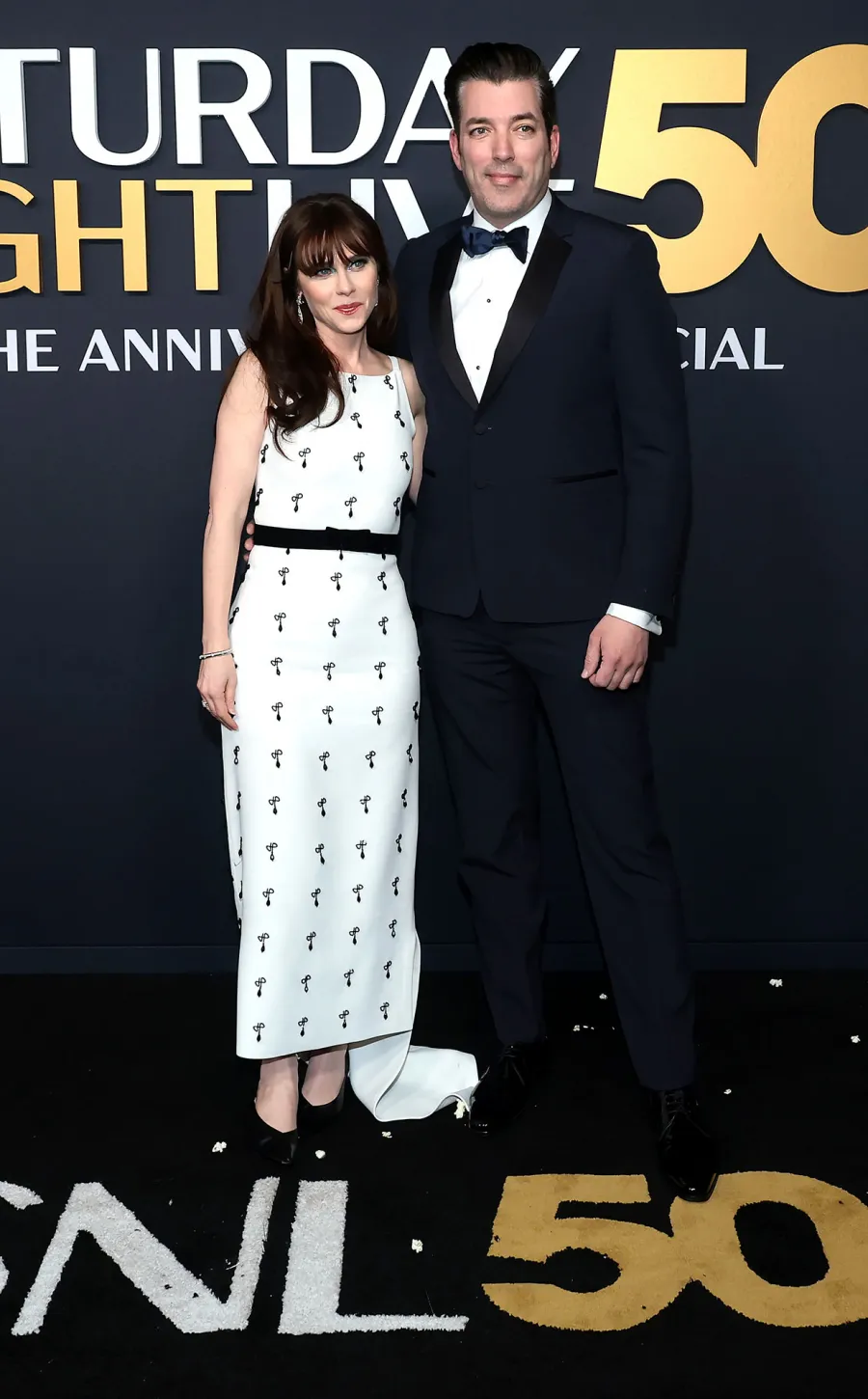 Zooey Deschanel and Jonathan Scott SNL50 The Anniversary Special Saturday Night Live Red Carpet Arrival SNL 50