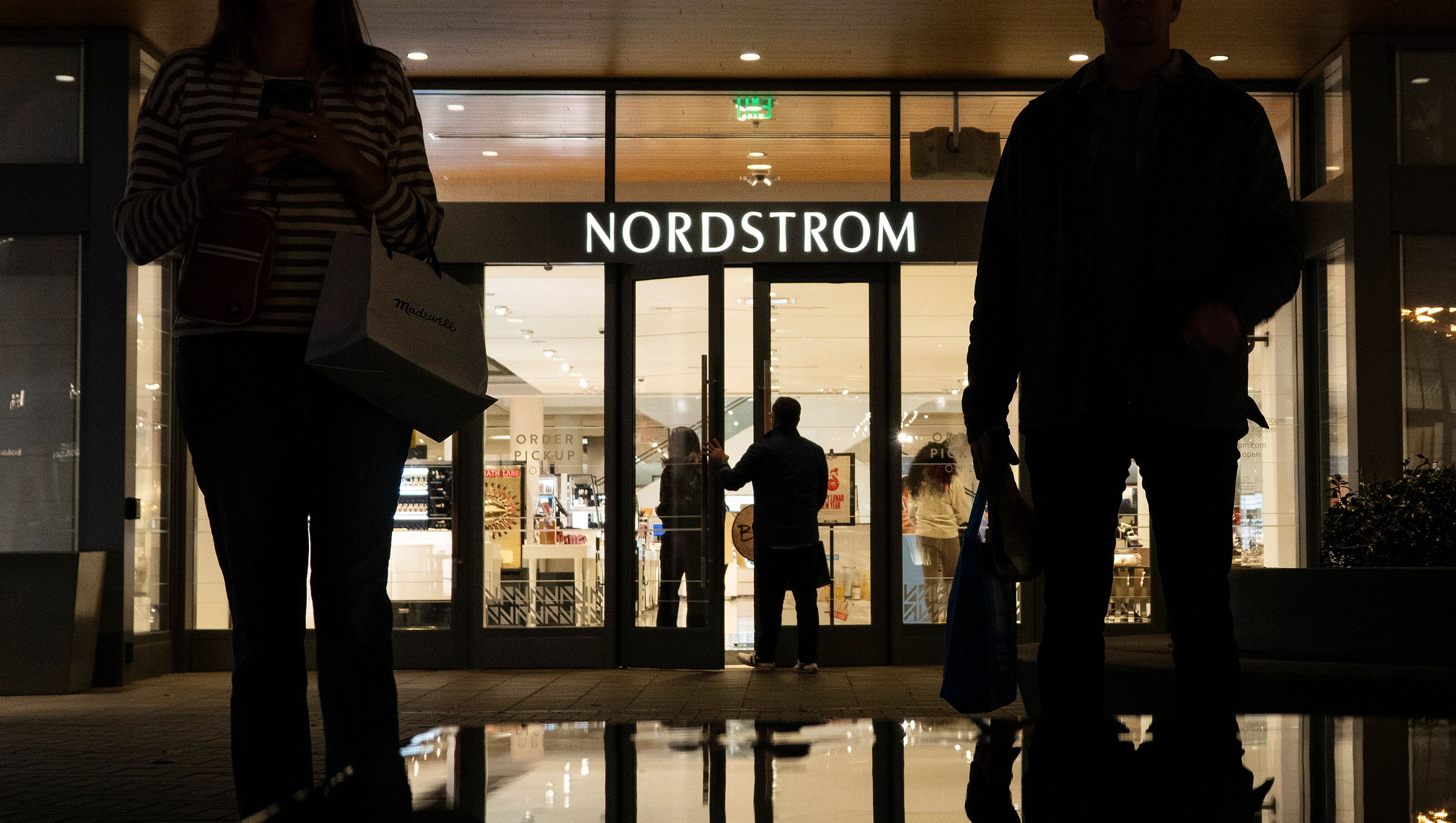 SAN DIEGO, CALIFORNIA - JANUARY 31: Shoppers walk near a Nordstrom store at the Westfield UTC shopping center on January 31, 2025 in San Diego, California. (Photo by Kevin Carter/Getty Images)