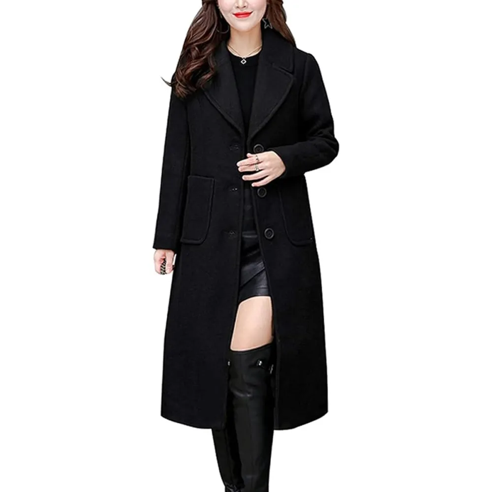 Chouyatou Single Breasted Mid-Long Wool Coat Amazon