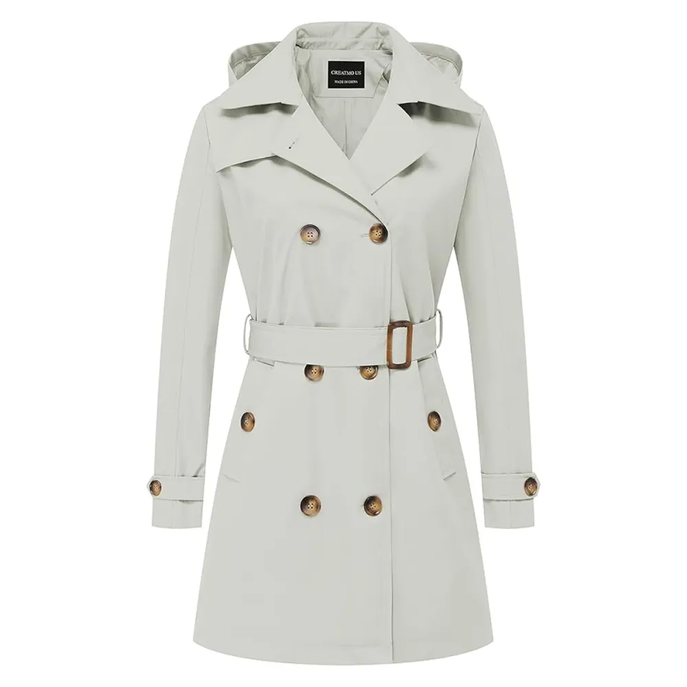 CREATMO US Classic Lapel Trench Coat Amazon