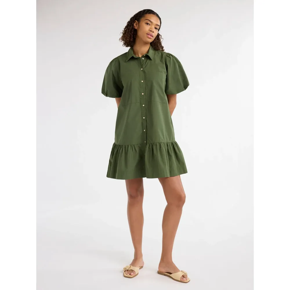 puff-sleeve mini dress