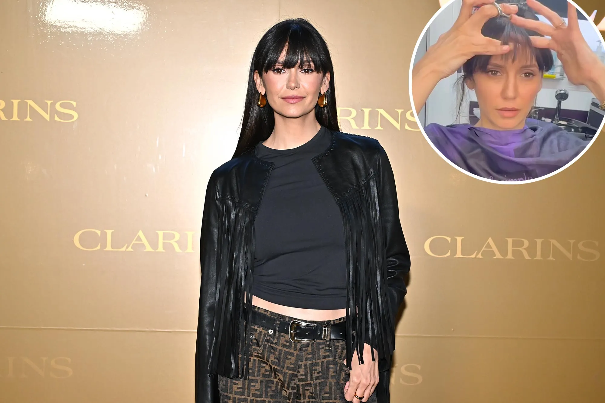 Nina Dobrev Cuts Her Own Bangs