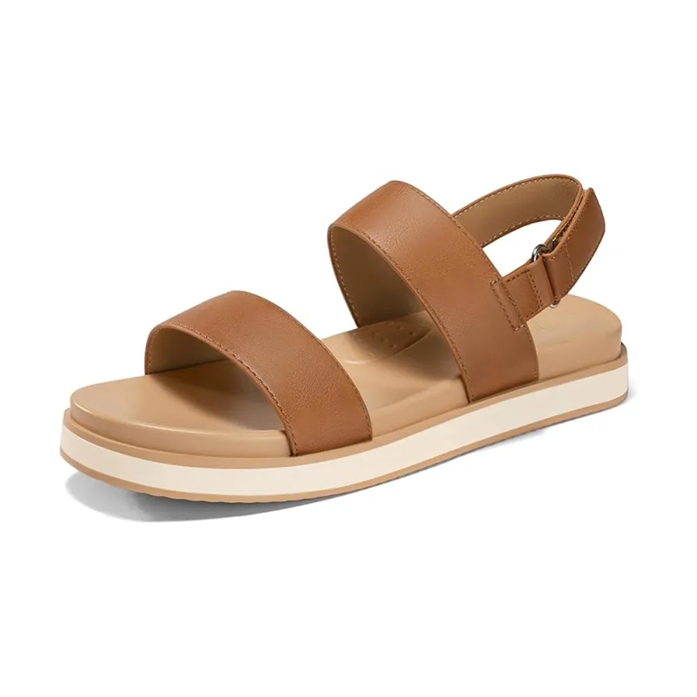 Coutgo Flat Arch Support Double Strap Platform Sandals