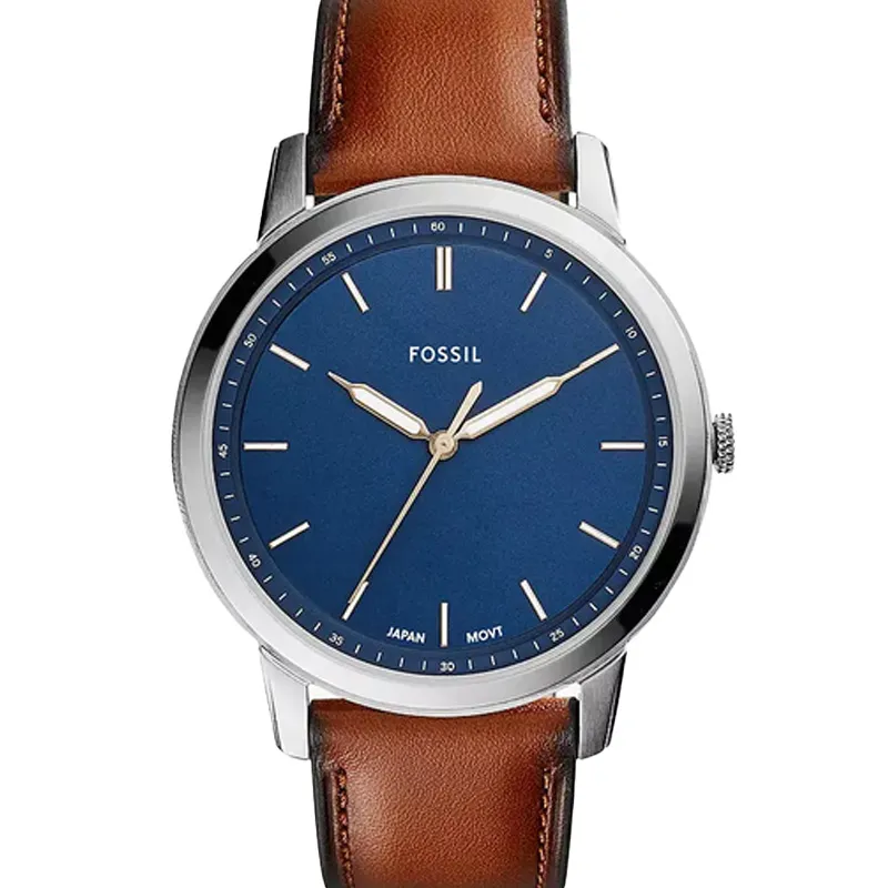 Fossil Minimalist Slim Three-Hand Light Brown Leather Watch