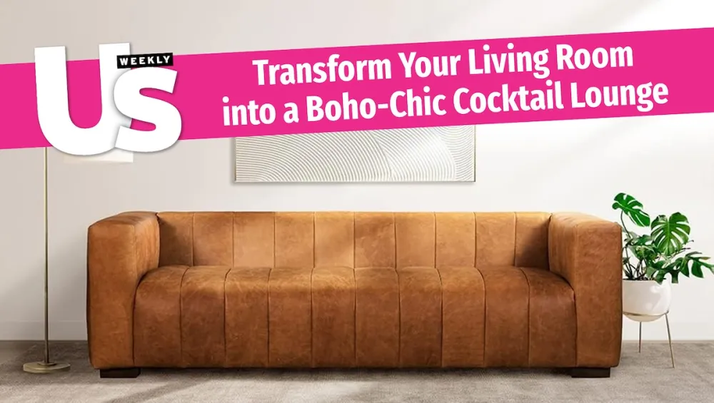 'Bohochic' title over an image of a leather couch