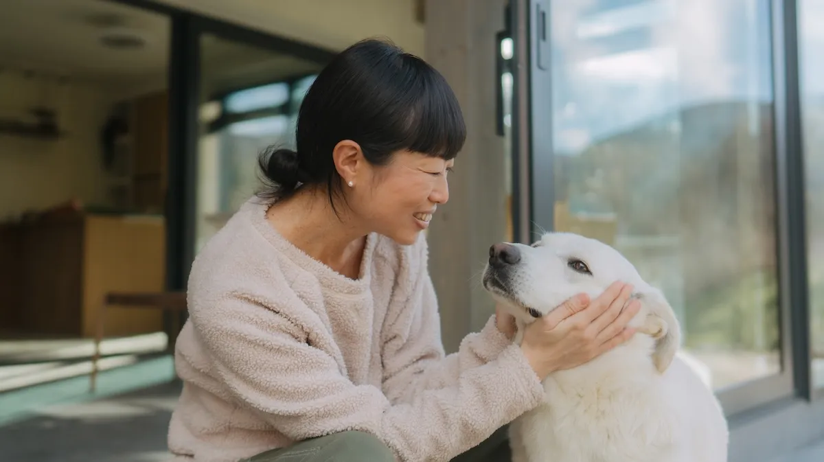 Busy pet parent loving their dog