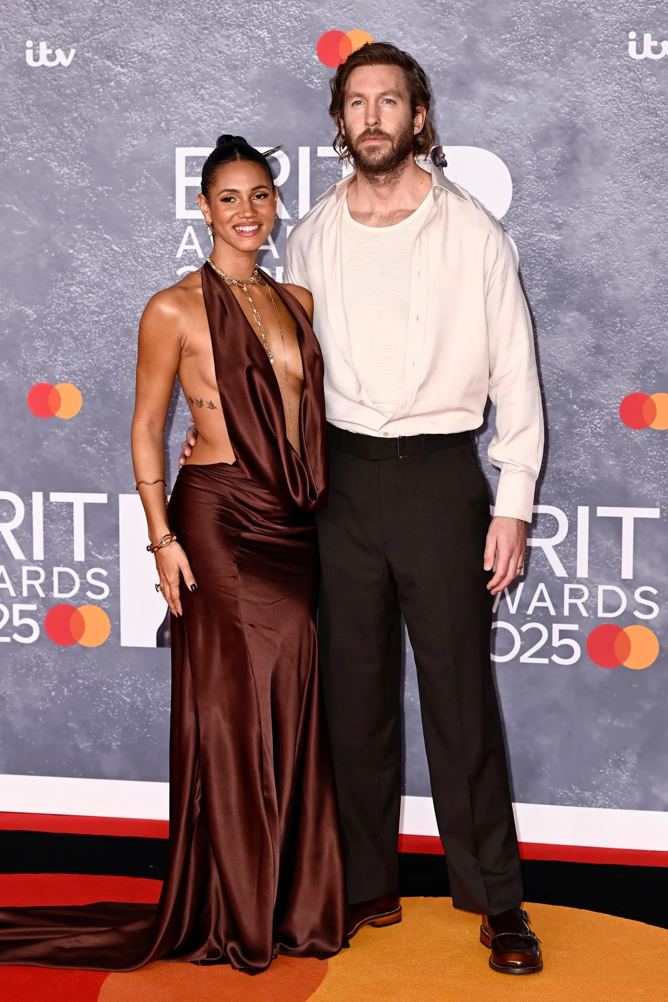 Calvin Harris Goes Scruffy at 2025 Brits With Wife Vick Hope