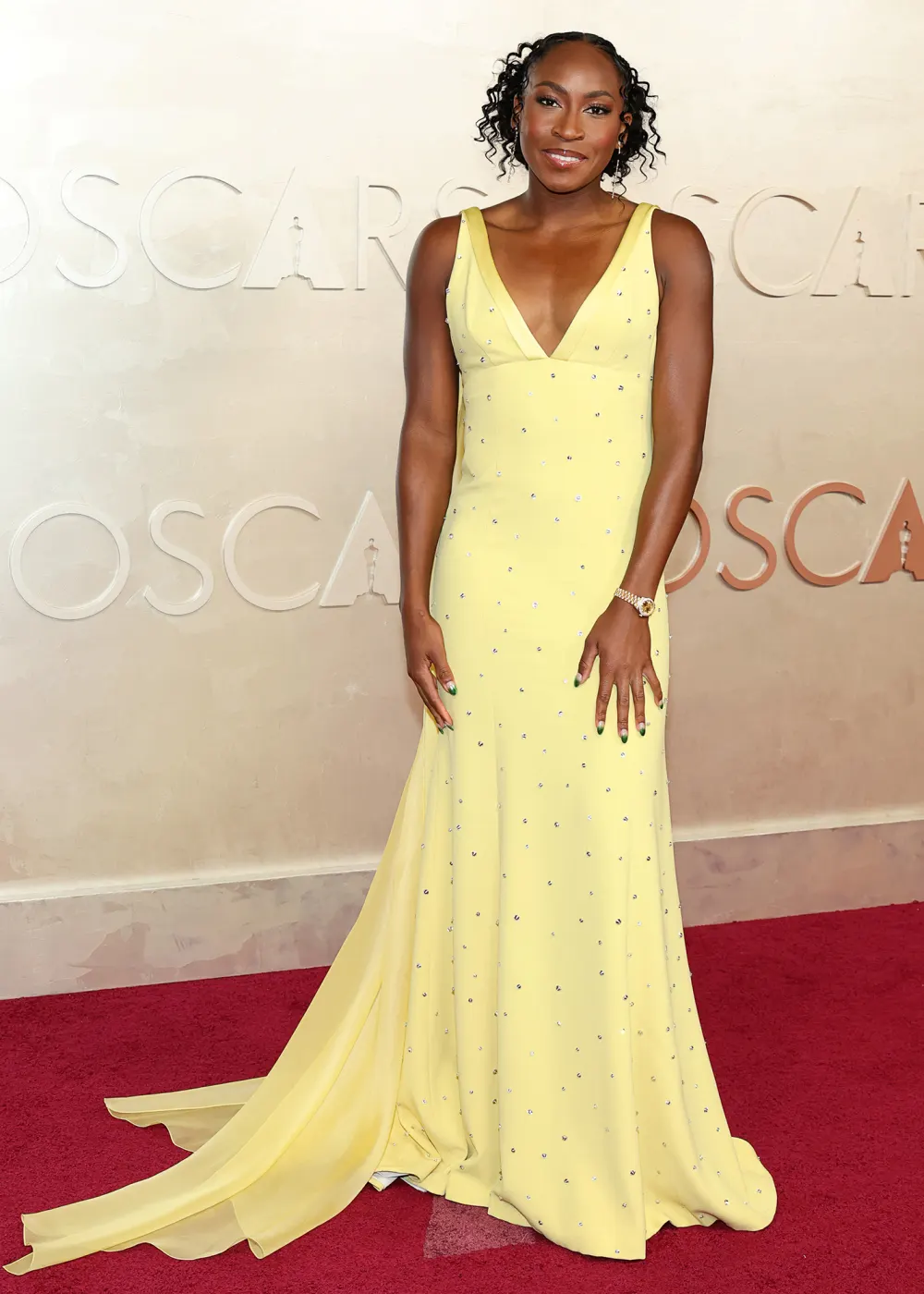 Coco Gauff Rumored Boyfriend Reacts to Her Glamorous 2025 Oscars Red Carpet Look