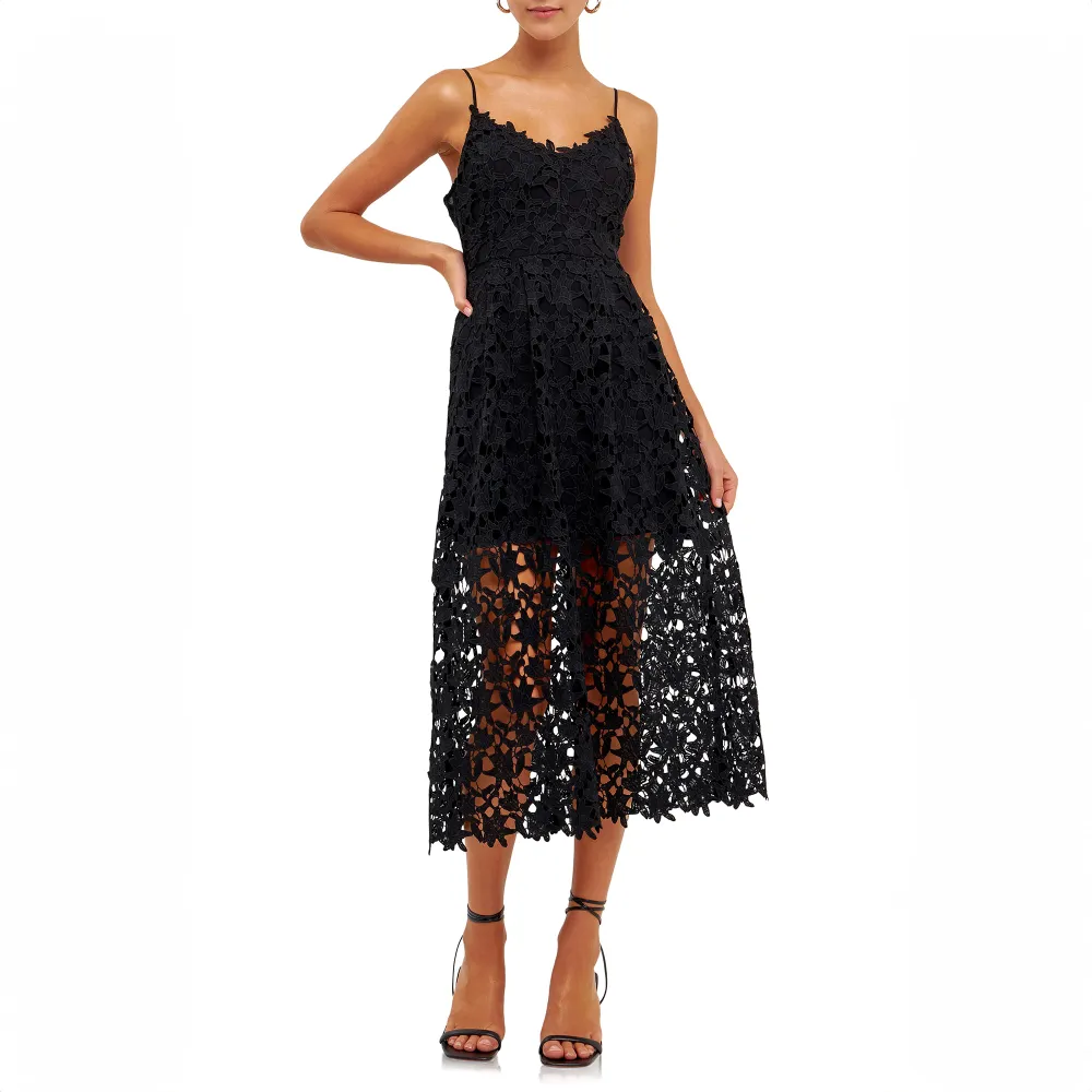 Endless Rose Lace Spaghetti Strap Midi Dress