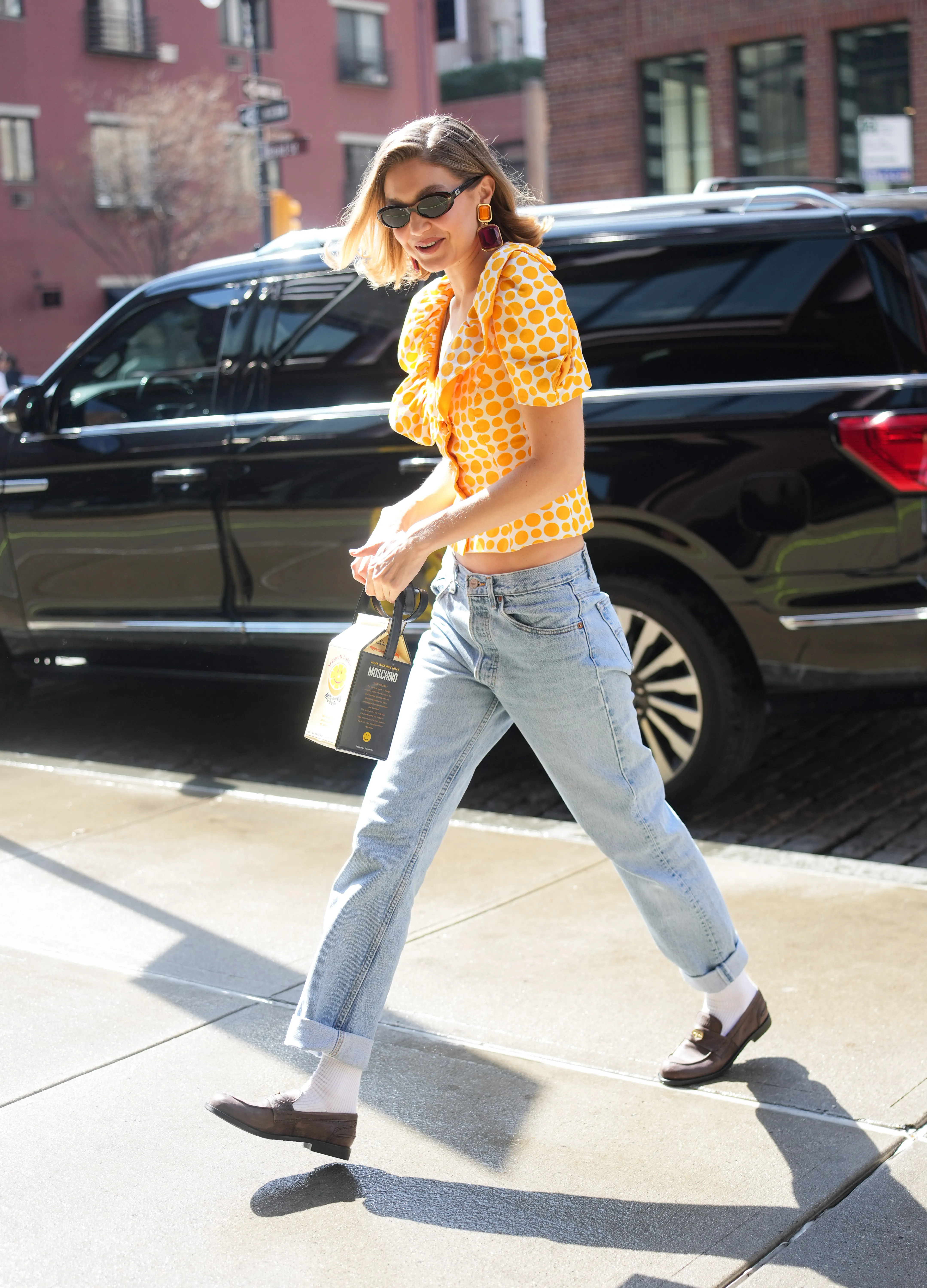 Gigi Hadid is seen on March 29, 2025 in New York City.
