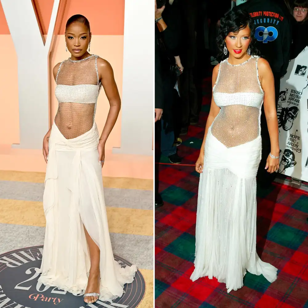 Keke Palmer Channels Christina Aguilera in Ab Baring Dress at 2025 Vanity Fair Oscar Party