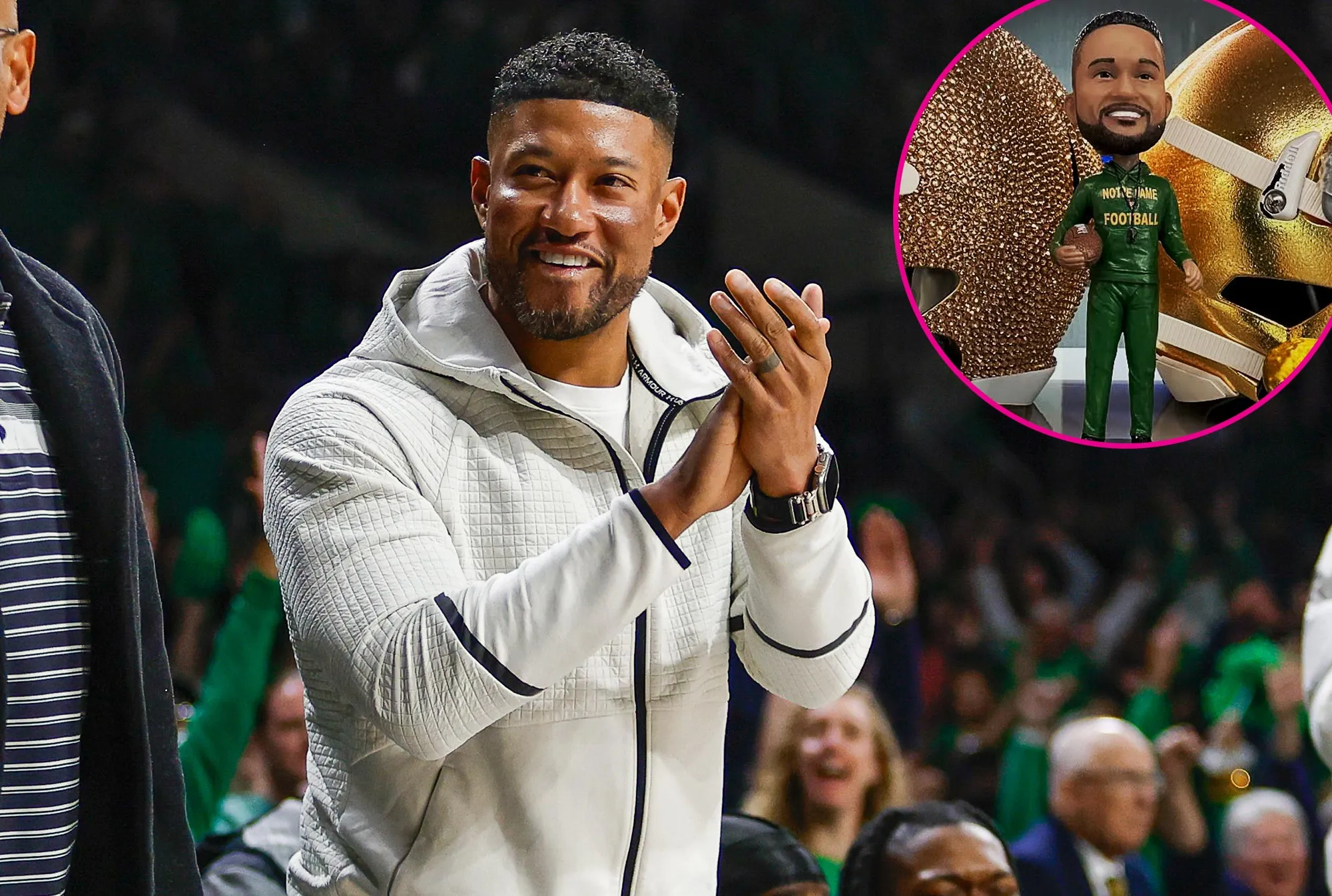 Notre Dame Head Coach Marcus Freeman Shows Off His Bobblehead — With Very Accurate Hairline 965