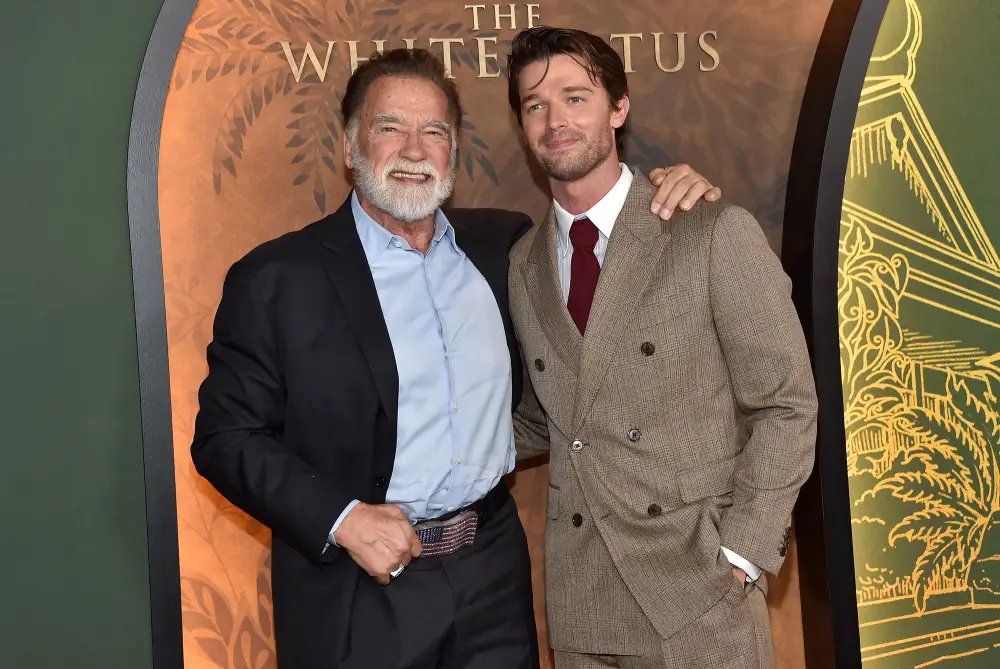 Patrick Schwarzenegger and Arnold Schwarzenegger White Lotus
