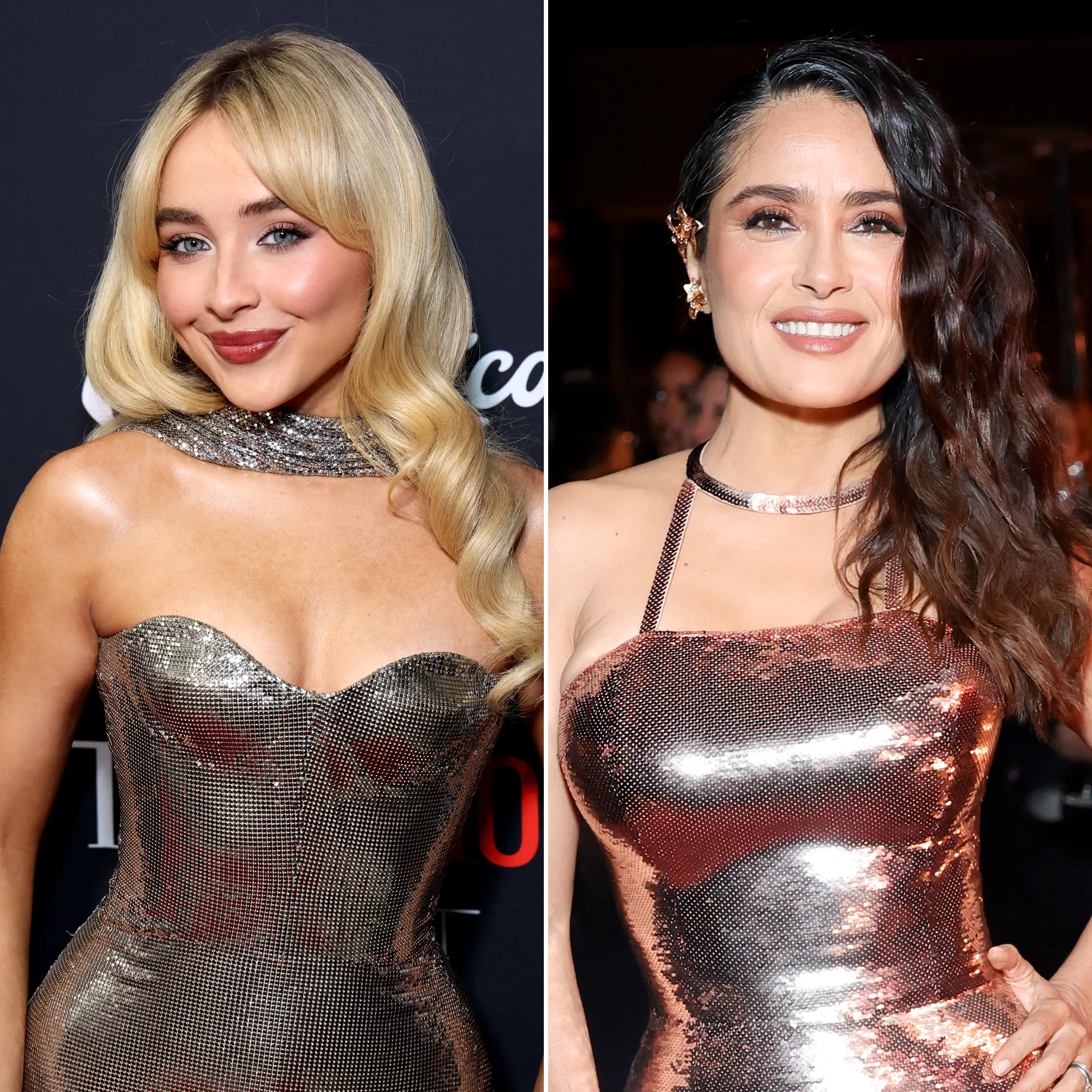 Sabrina Carpenter and Salma Hayek Twin in Short n Sweet Jerseys
