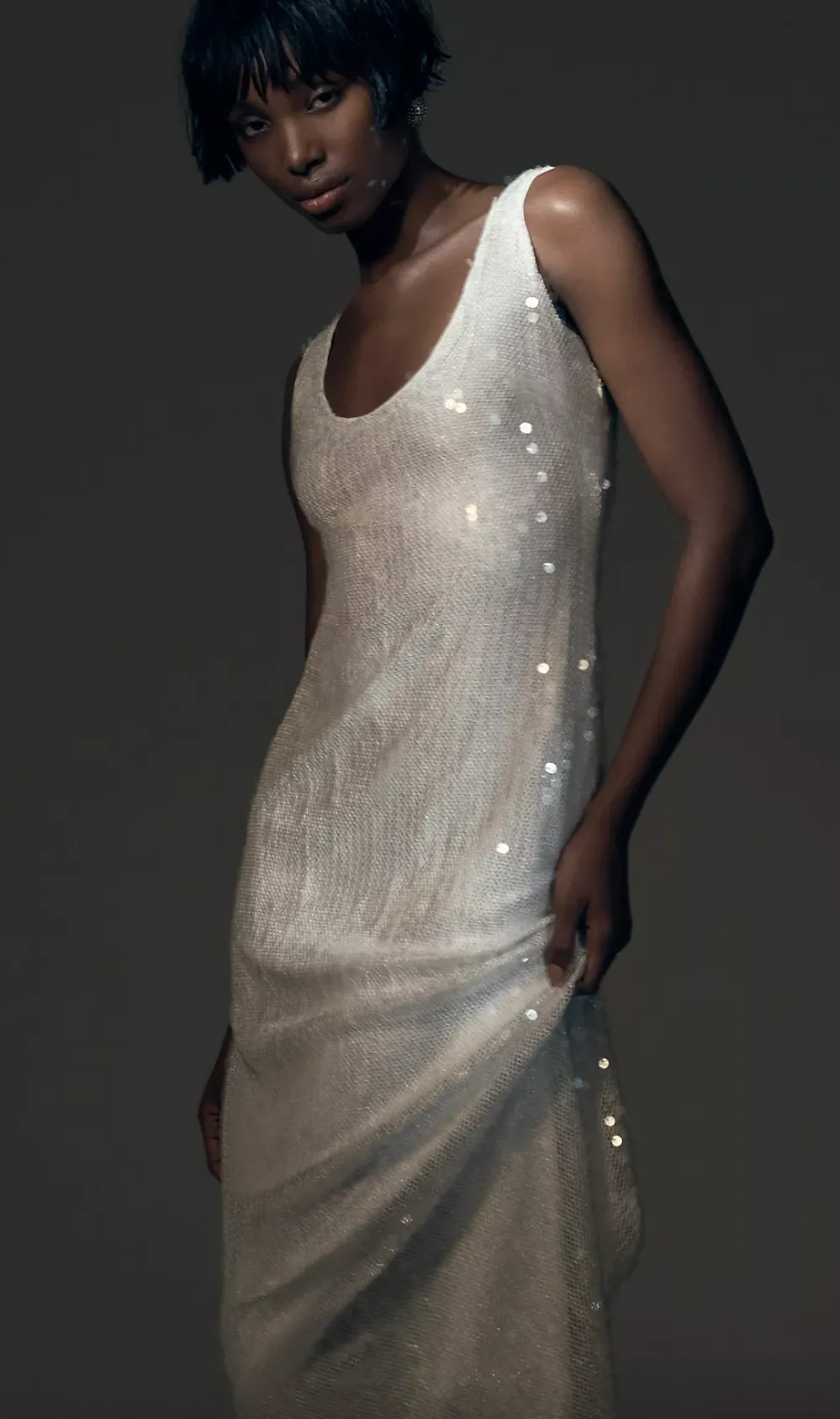 Hutch Sleeveless Scoop-Neck Sequin Column Maxi Dress