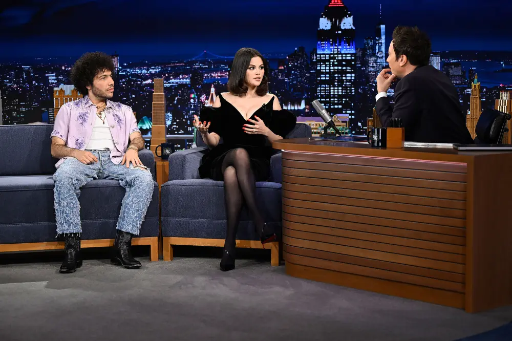 Selena Gomez and Benny Blanco Date Night Style In His and Hers Studs NBC Tonight Show