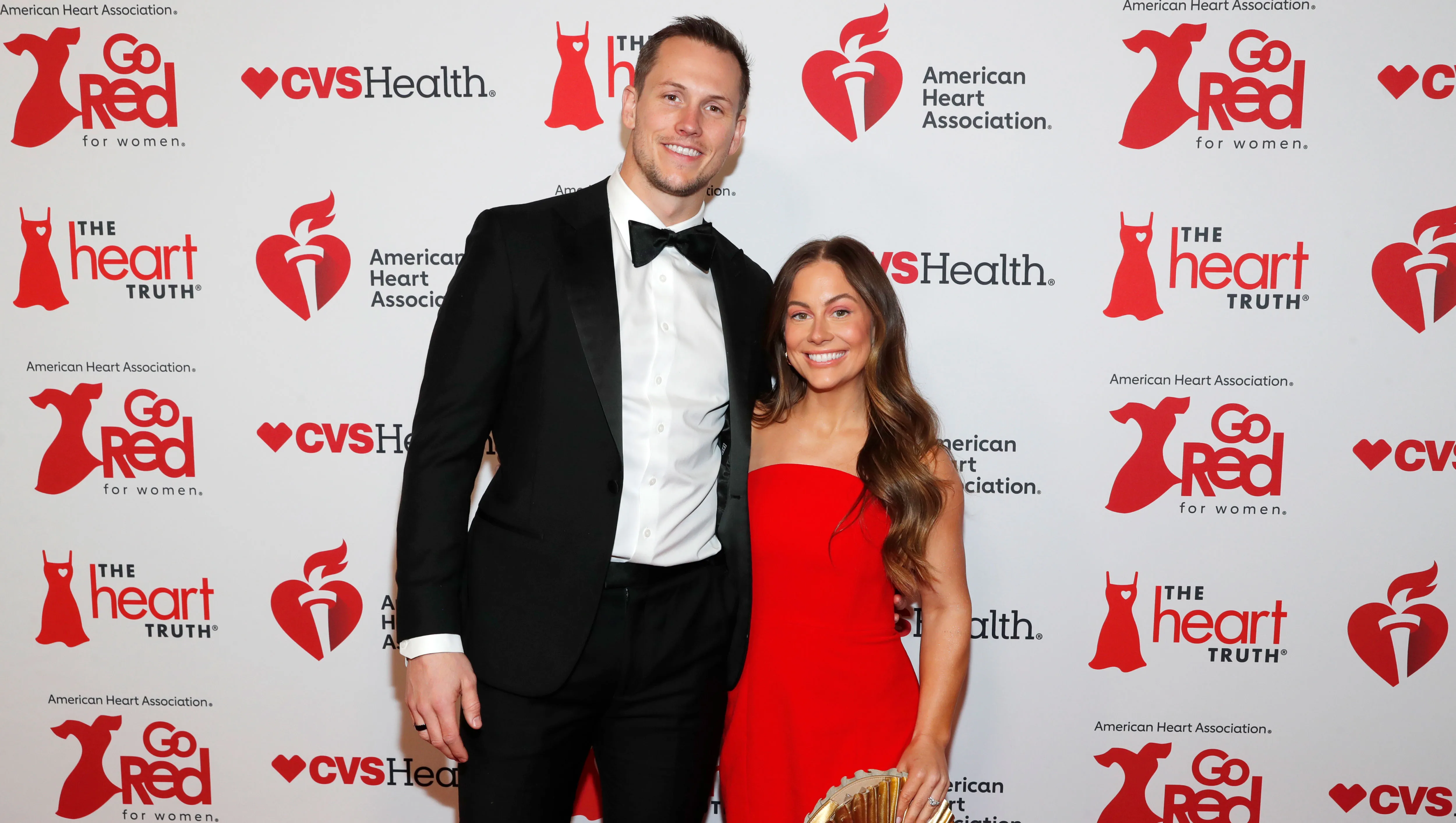 NEW YORK, NEW YORK - JANUARY 30: (L-R) Andrew East and Shawn Johnson attend the The American Heart Association's Red Dress Collection Concert 2025 on January 30, 2025 in New York City. (Photo by Astrid Stawiarz/Getty Images for The American Heart Association)
