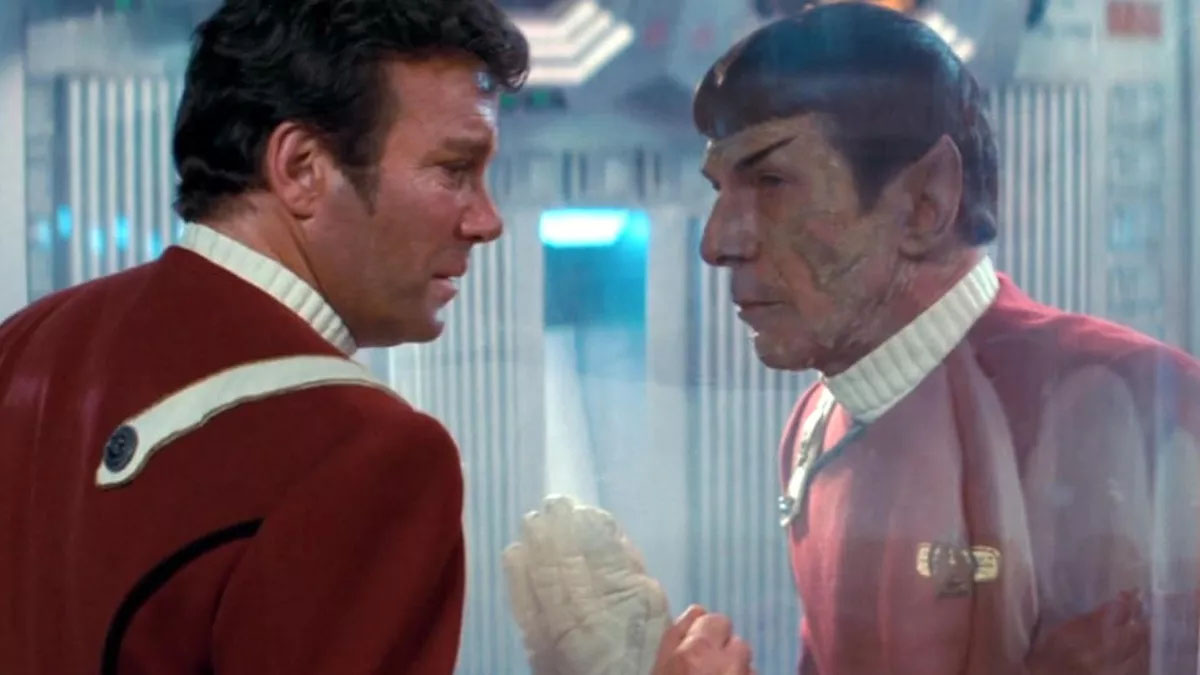 William Shatner and Leonard Nimoy in Star Trek II: The Wrath of Khan.