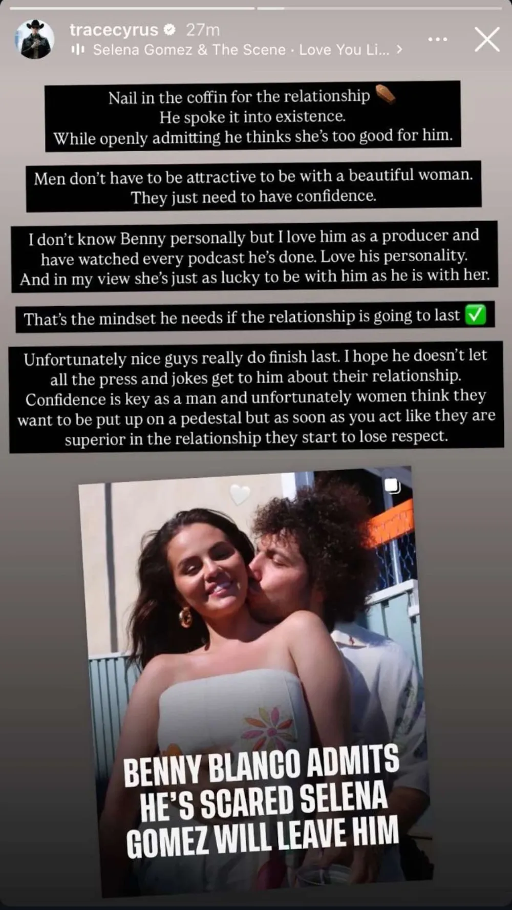 Trace Cyrus Weighs in On Benny Blanco and Selena Gomez Relationship