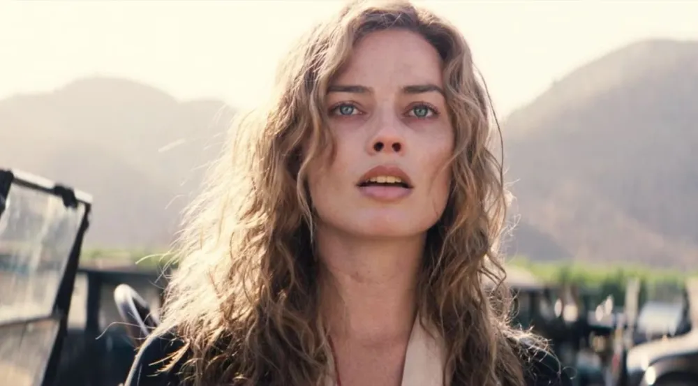 Margot Robbie looks up in 'Babylon'.