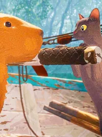 Two animals look at each other in Flow.